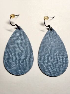 Nickel & Suede Light Blue Teardrop Earrings